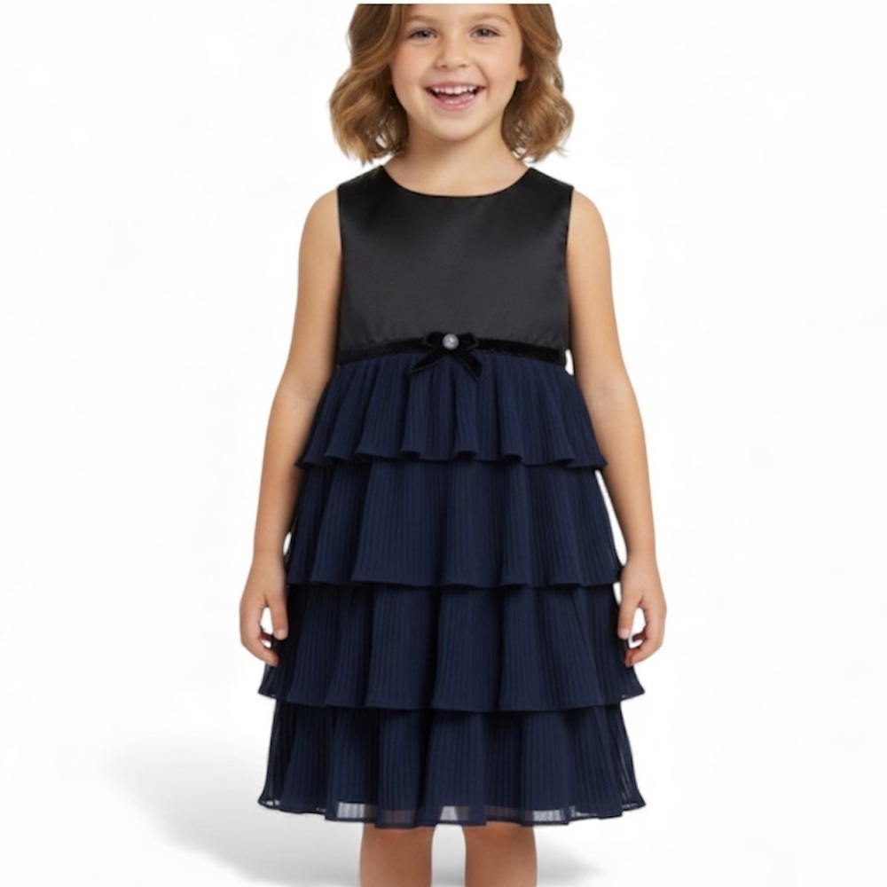 Gymboree girls blue sleeveless satin tiered dress size 4 fully lined (3x$15)
